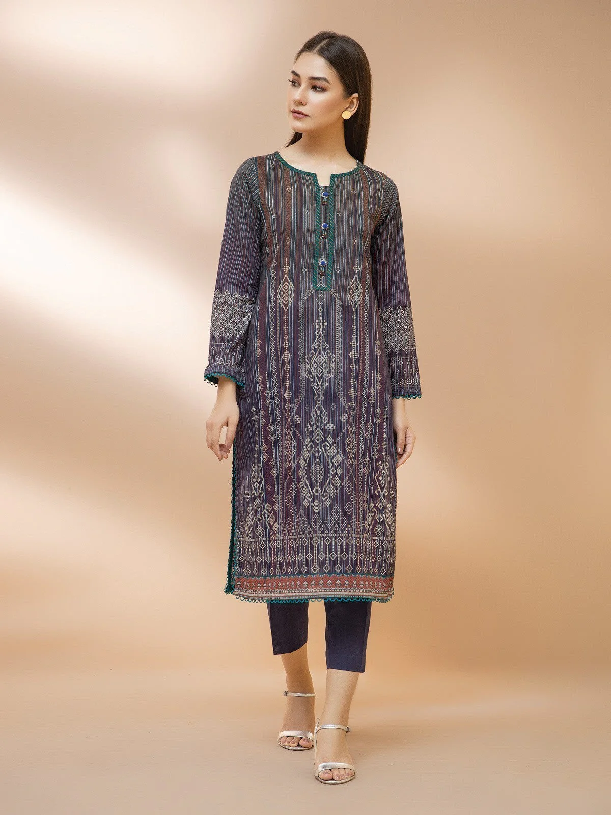 Printed Khaddar Shirt - EWU21A9-21555A