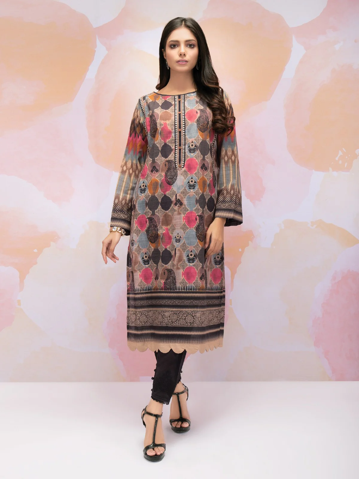 Printed Khaddar Shirt Trouser - EWU21A9-21557