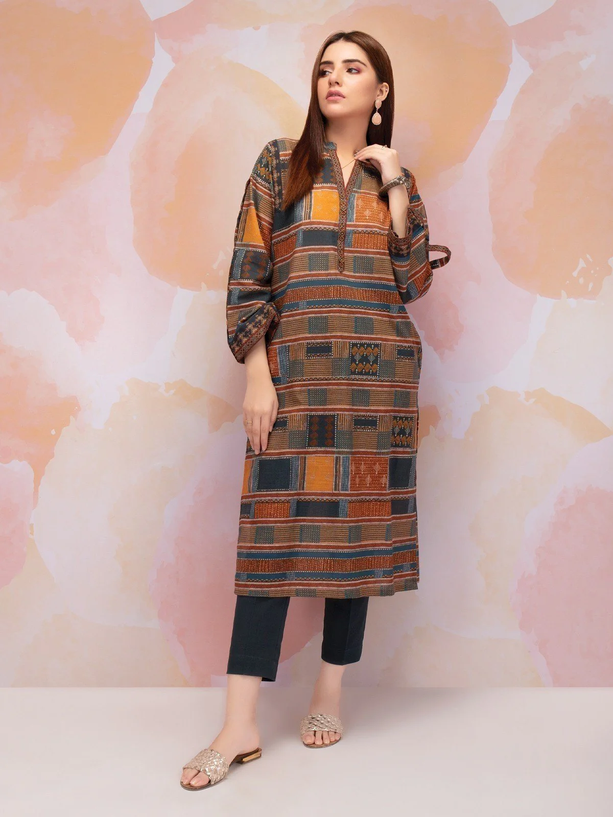 Printed Khaddar Shirt - EWU21A9-21580