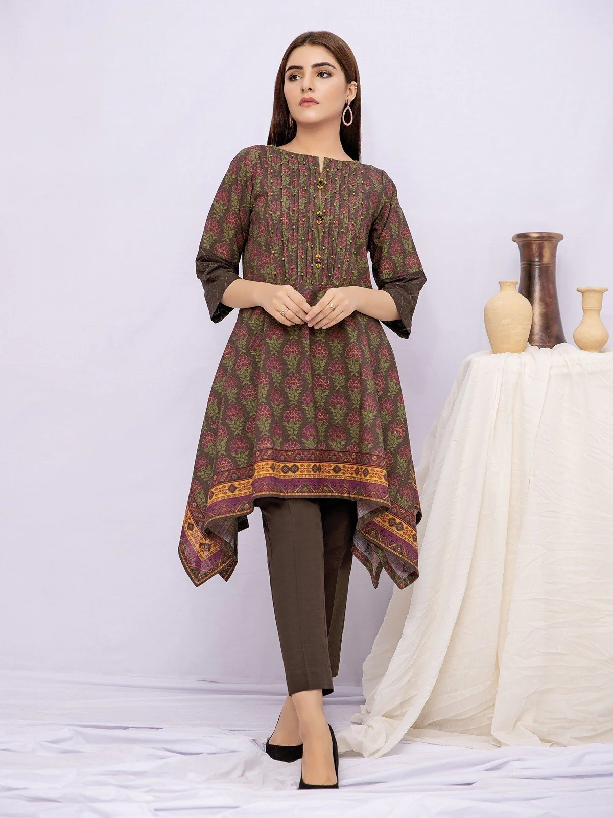 Printed Khaddar Shirt - EWU21A9-21584