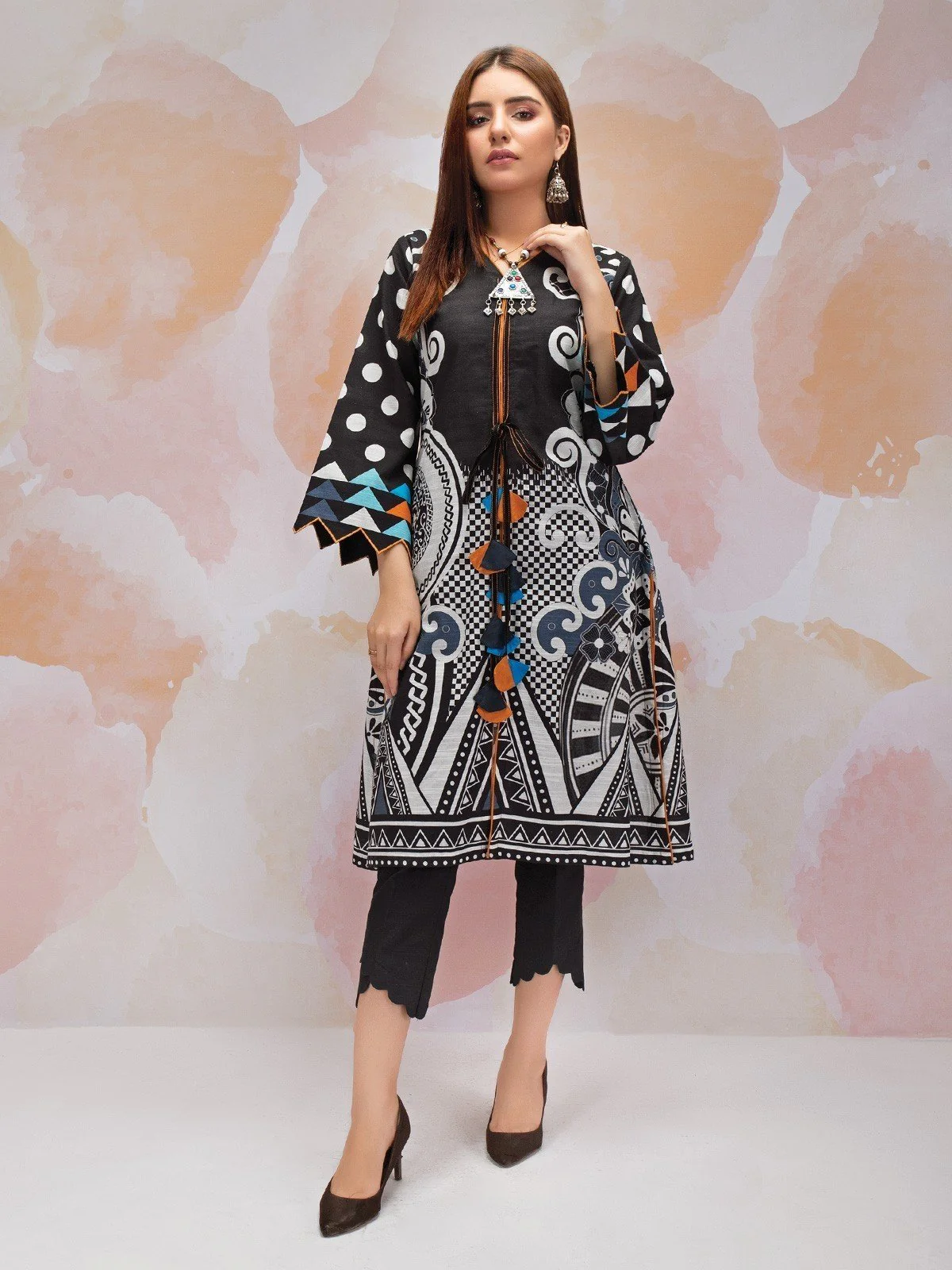 Printed Khaddar Shirt - EWU21A9-21594