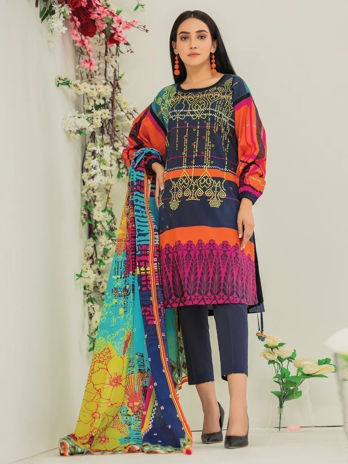 Embroidered Lawn Shirt Dupatta - EWU21V2-20504