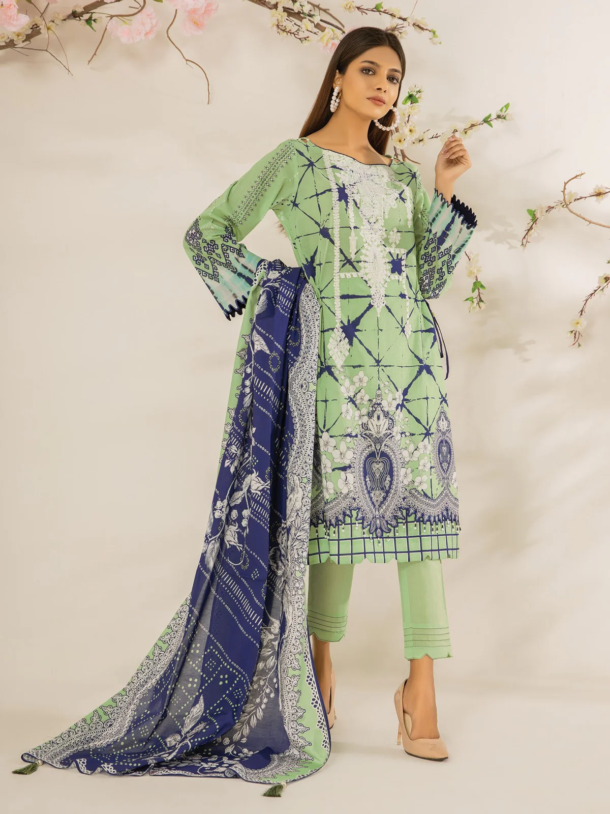 Embroidered Lawn Shirt Dupatta - EWU21V2-20505