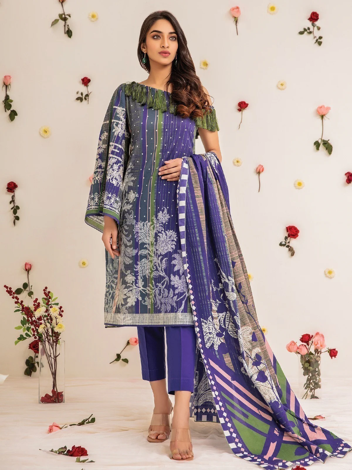 Embroidered Lawn Shirt Dupatta - EWU21V2-20506