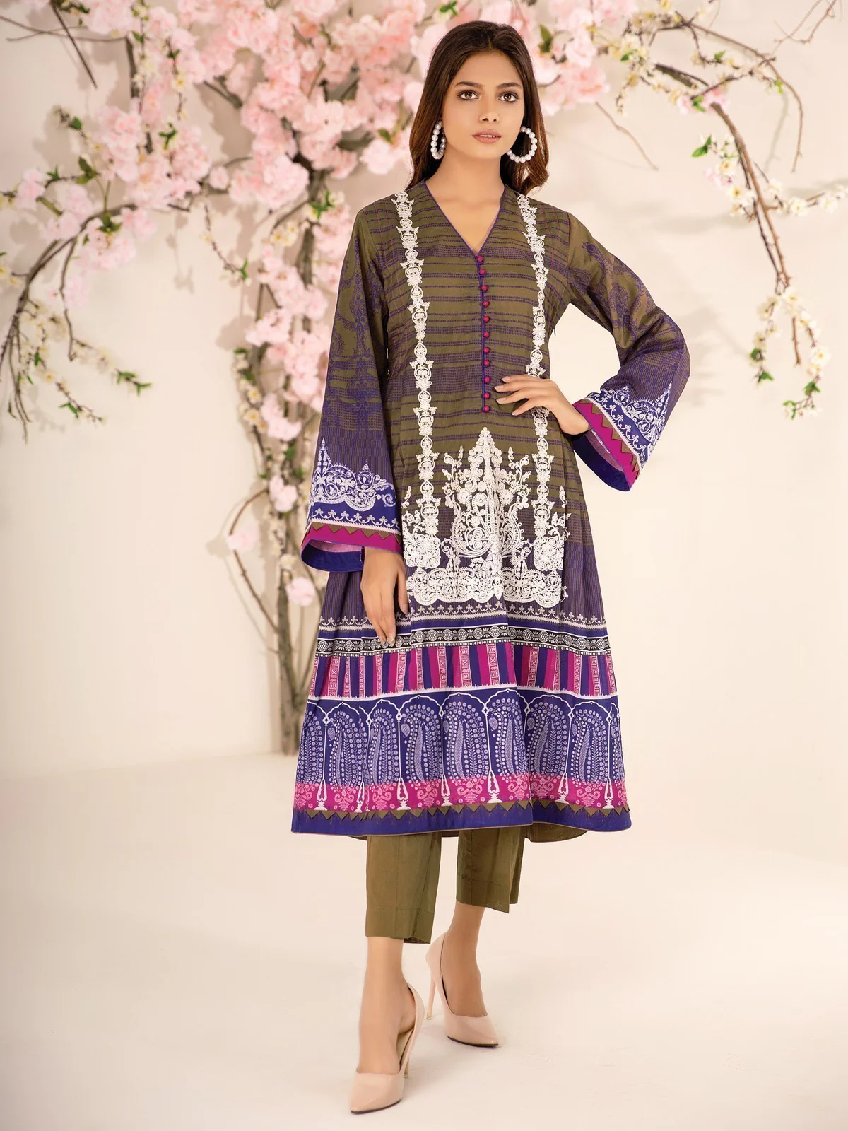 Embroidered Lawn Shirt - EWU21V2-20540