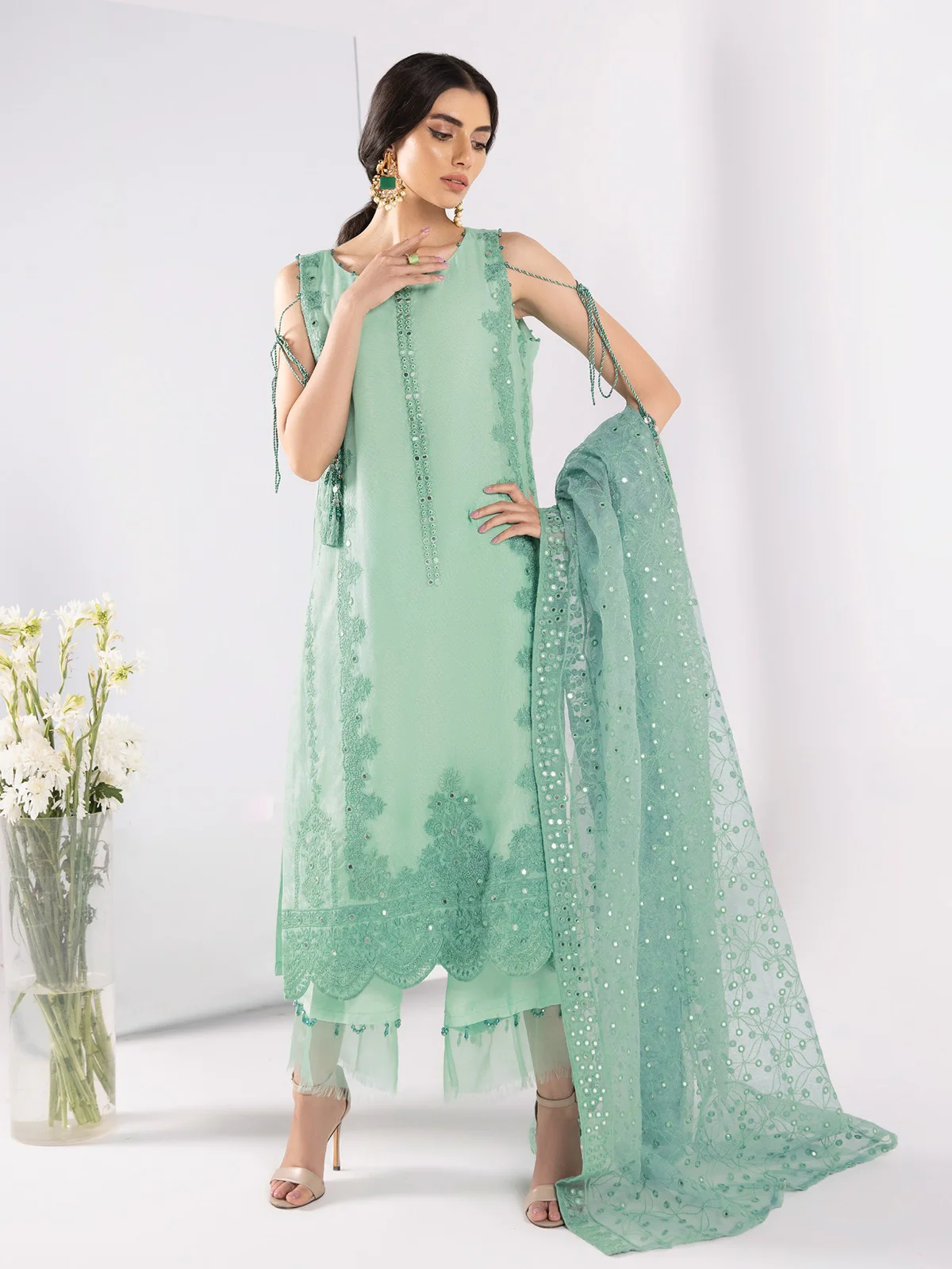 Embroidered Cotton Suit - EWU21V5-21146