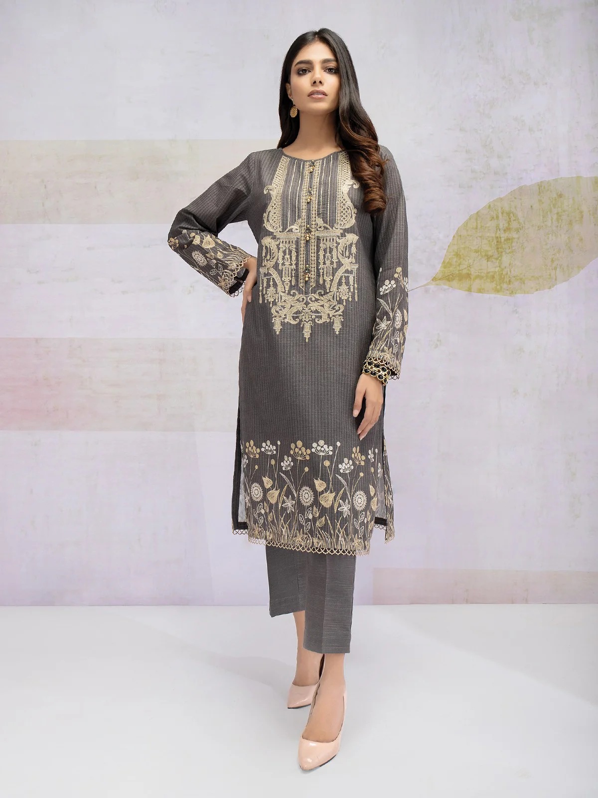 Embroidered Khaddar Shirt - EWU21V8-21711