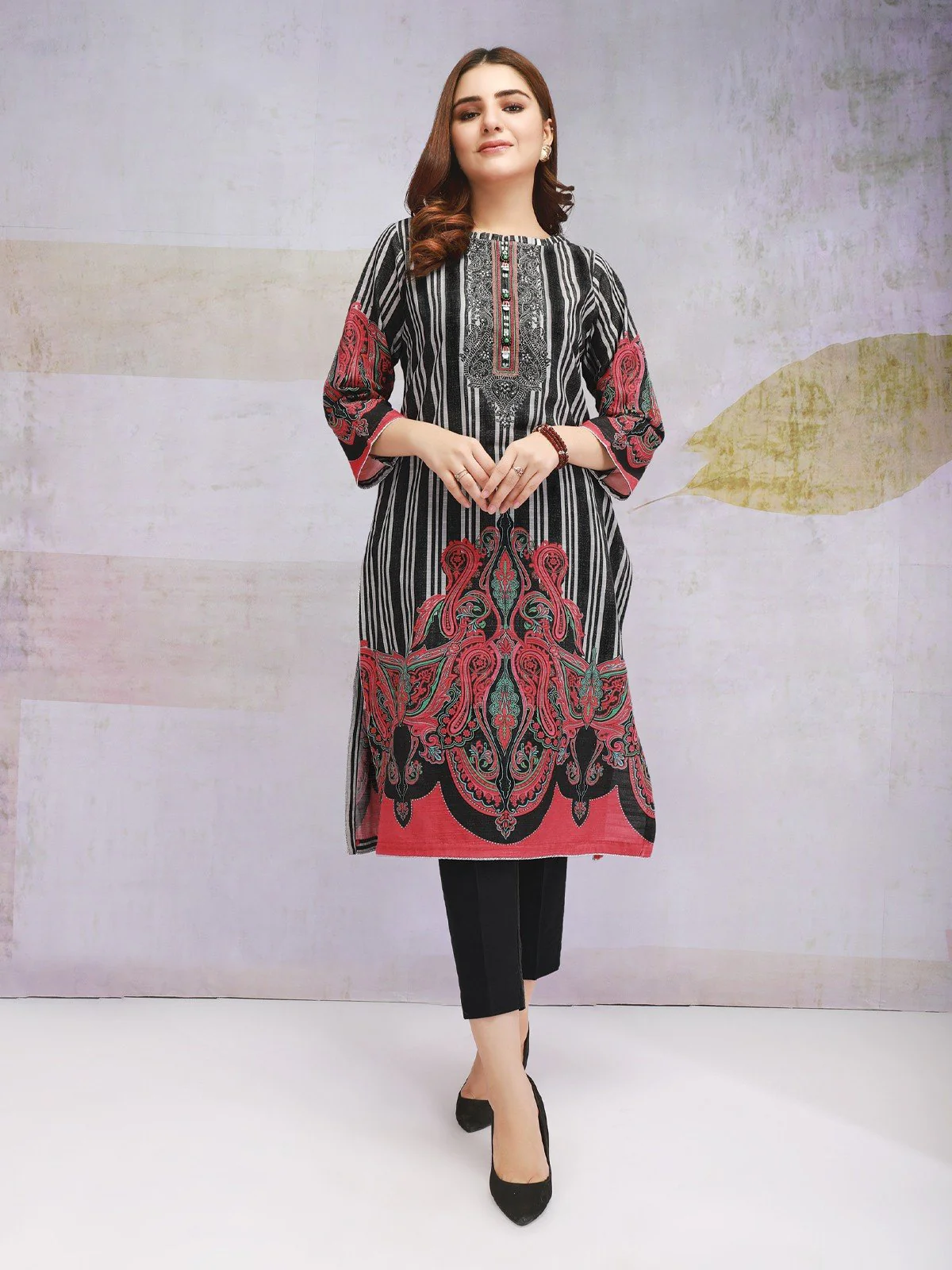 Embroidered Khaddar Shirt - EWU21V8-21712