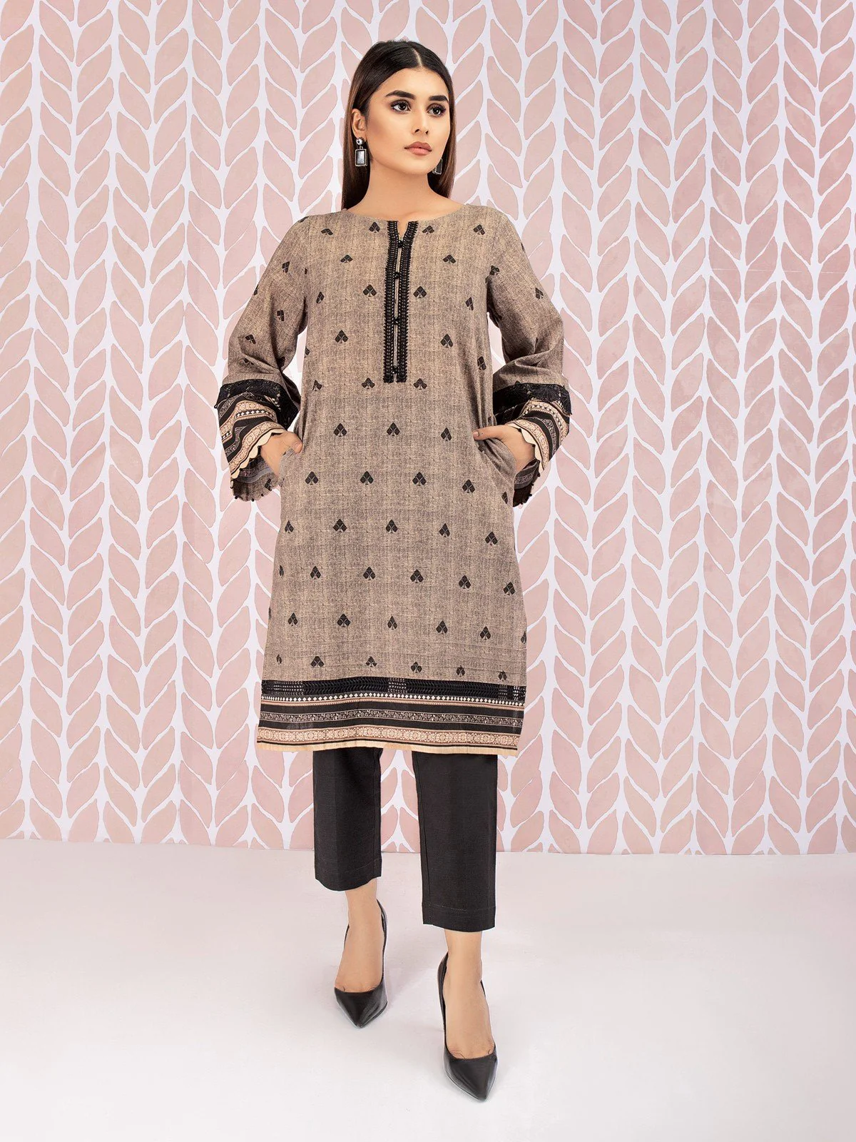 Embroidered Khaddar Shirt - EWU21V8-21720