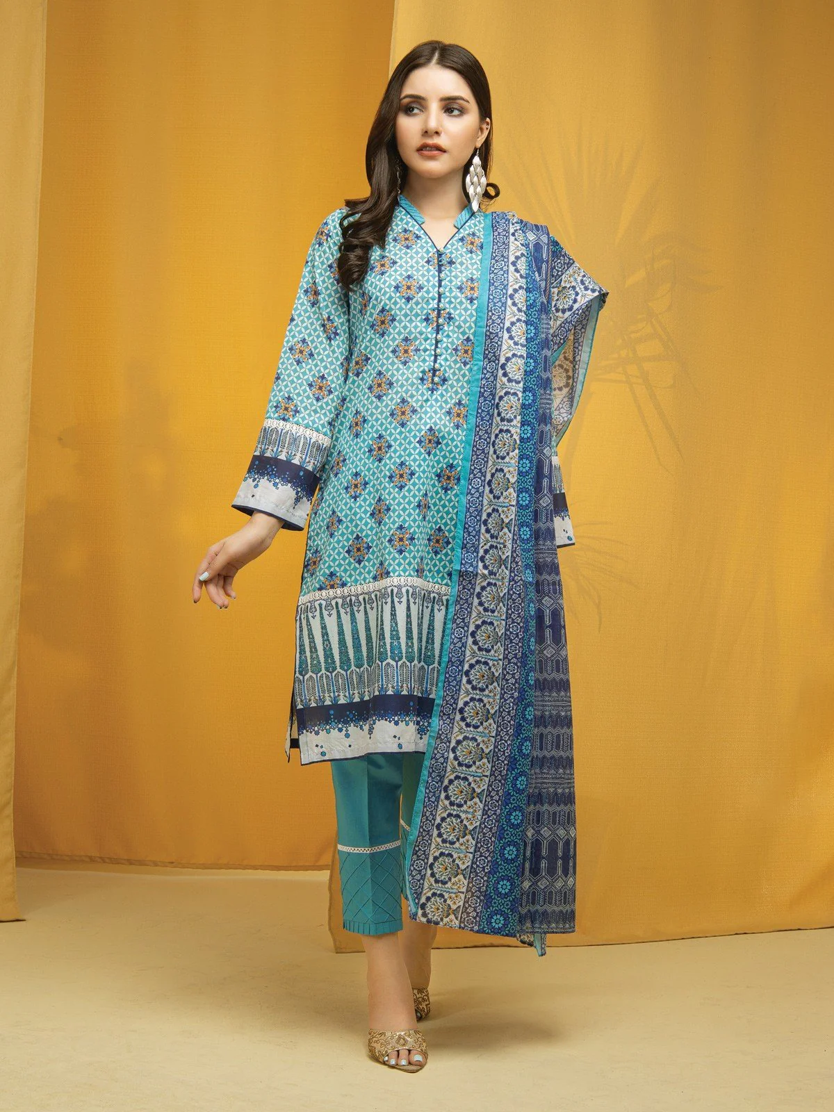 Printed Lawn Suit - EWU22A1-23003