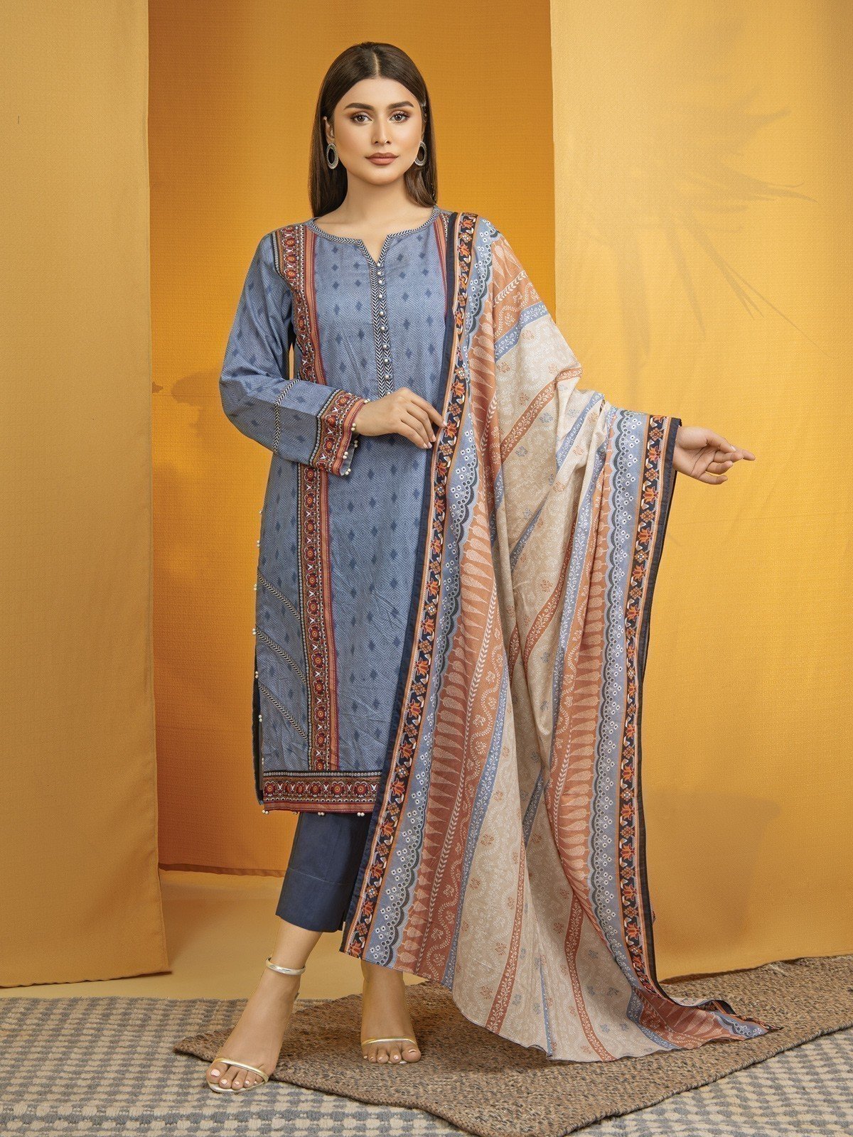 Printed Lawn Suit - EWU22A1-23019