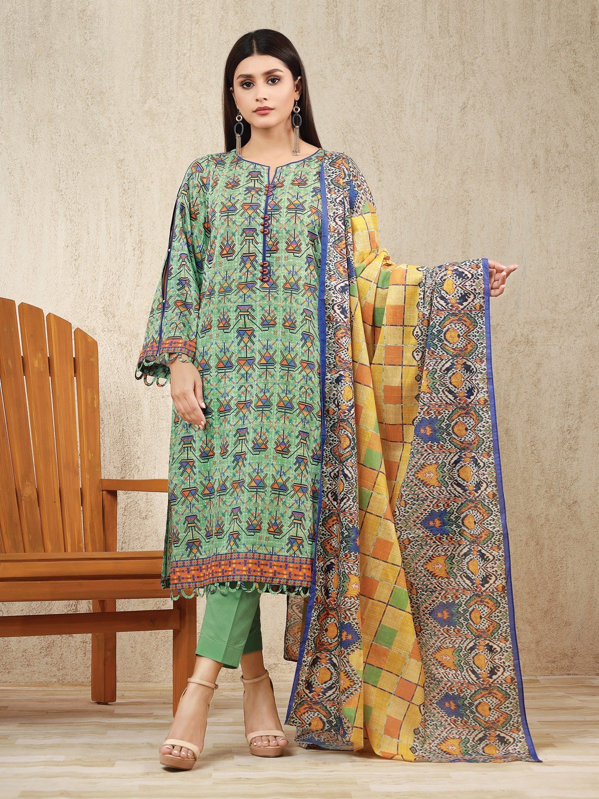 Printed Lawn Shirt Dupatta - EWU22A1-23097SD