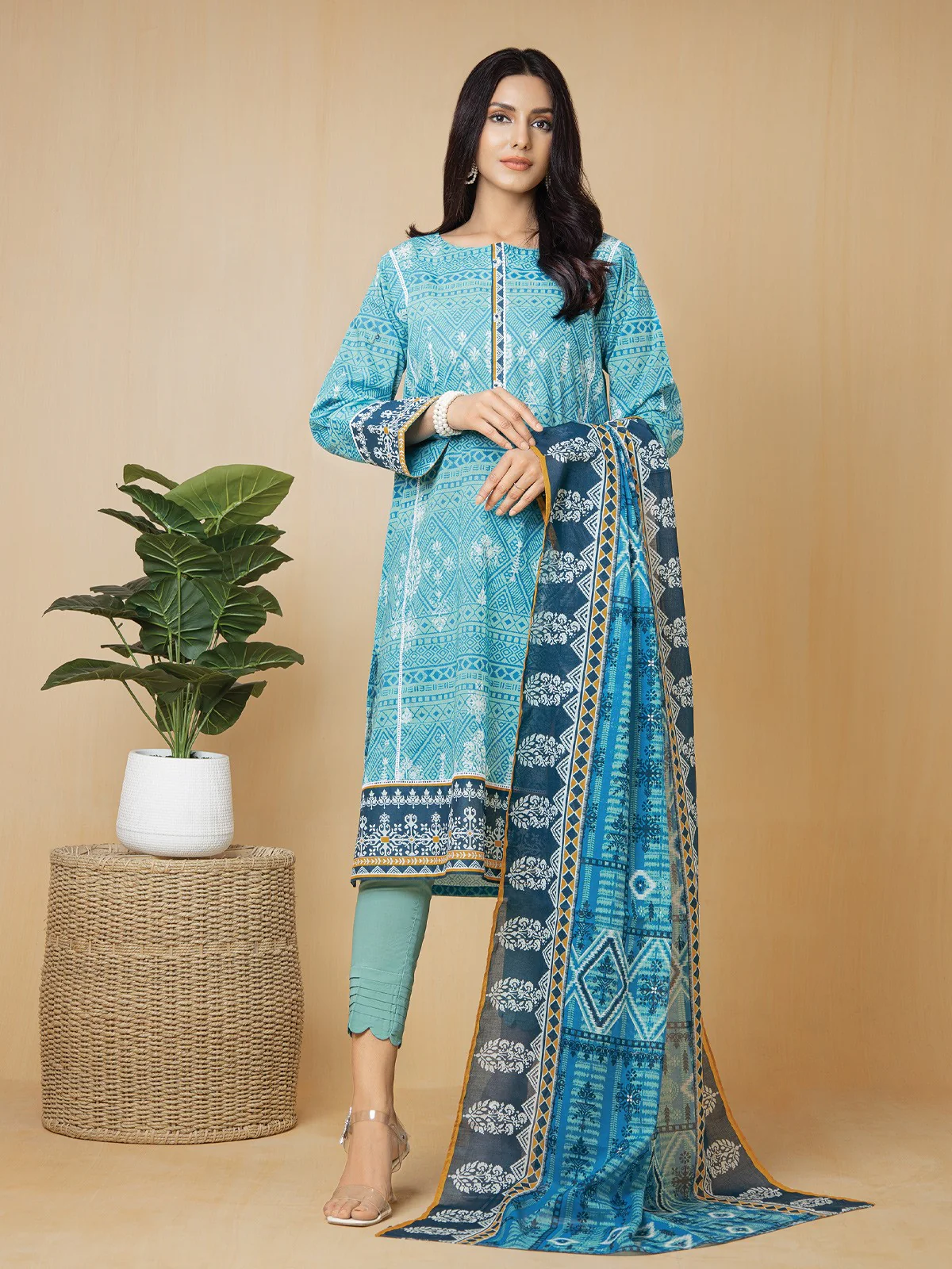 Printed Lawn Suit - EWU22A1-23105
