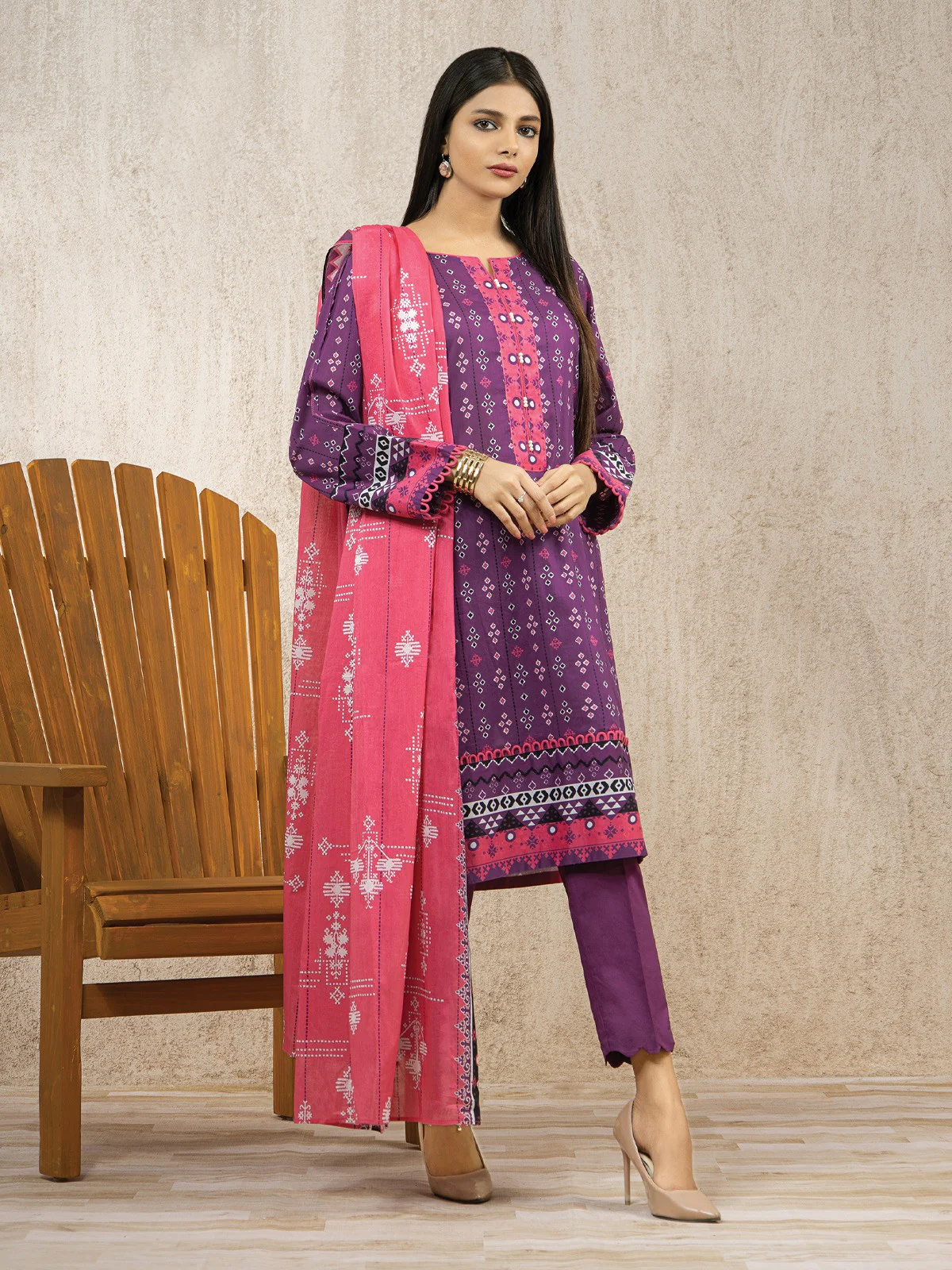 Printed Lawn Suit - EWU22A1-23106