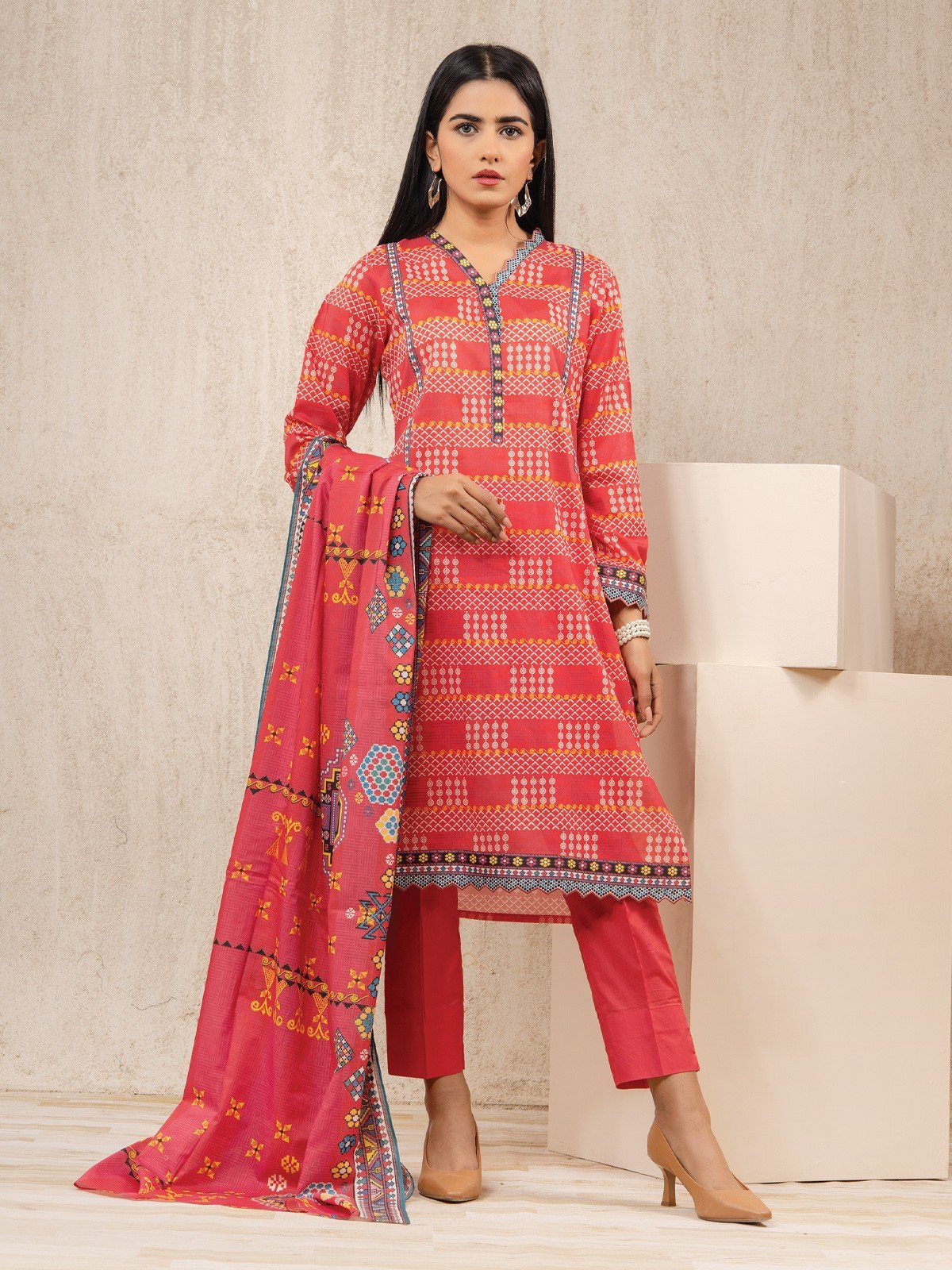 Printed Lawn Suit - EWU22A1-23155