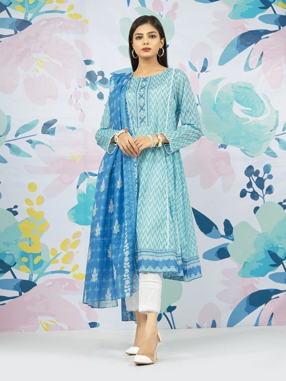 Printed Lawn Shirt Dupatta - EWU22A1-23238
