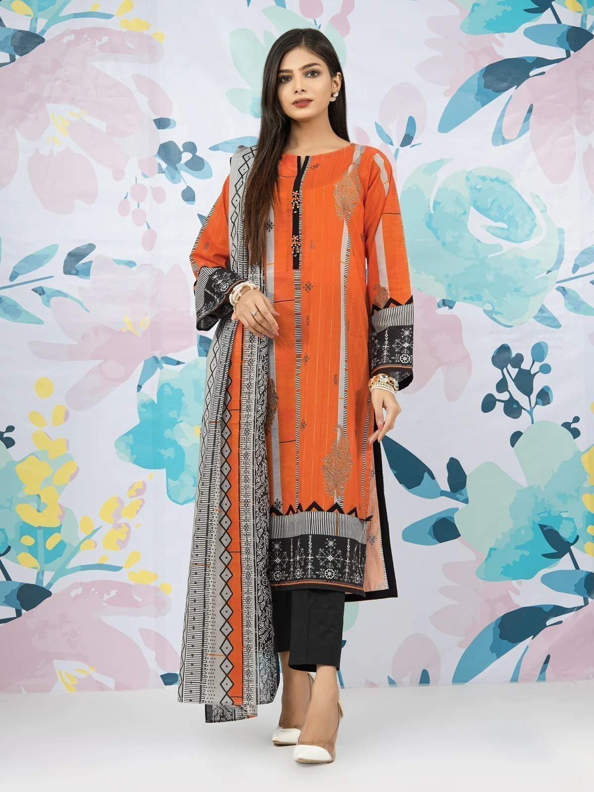 Printed Lawn Shirt Dupatta - EWU22A1-23253