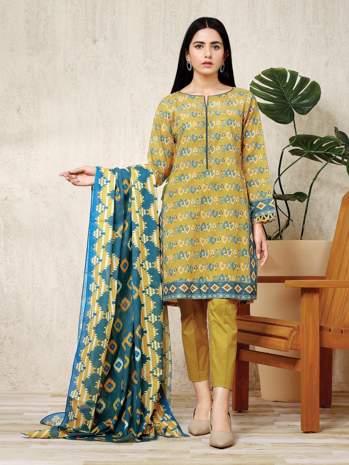 Printed Lawn Suit - EWU22A1-23458
