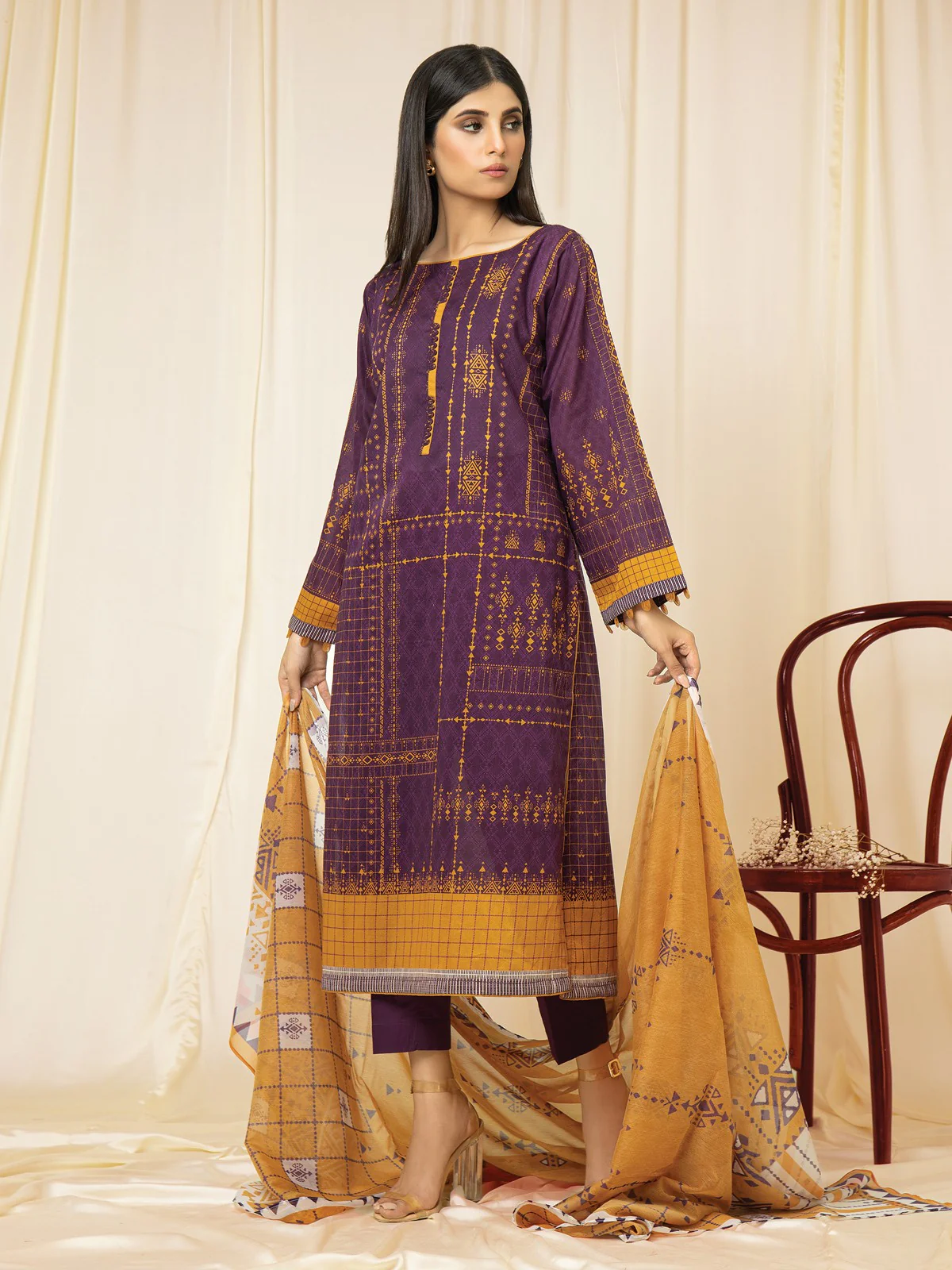 Printed Lawn Suit - EWU22A2-23509