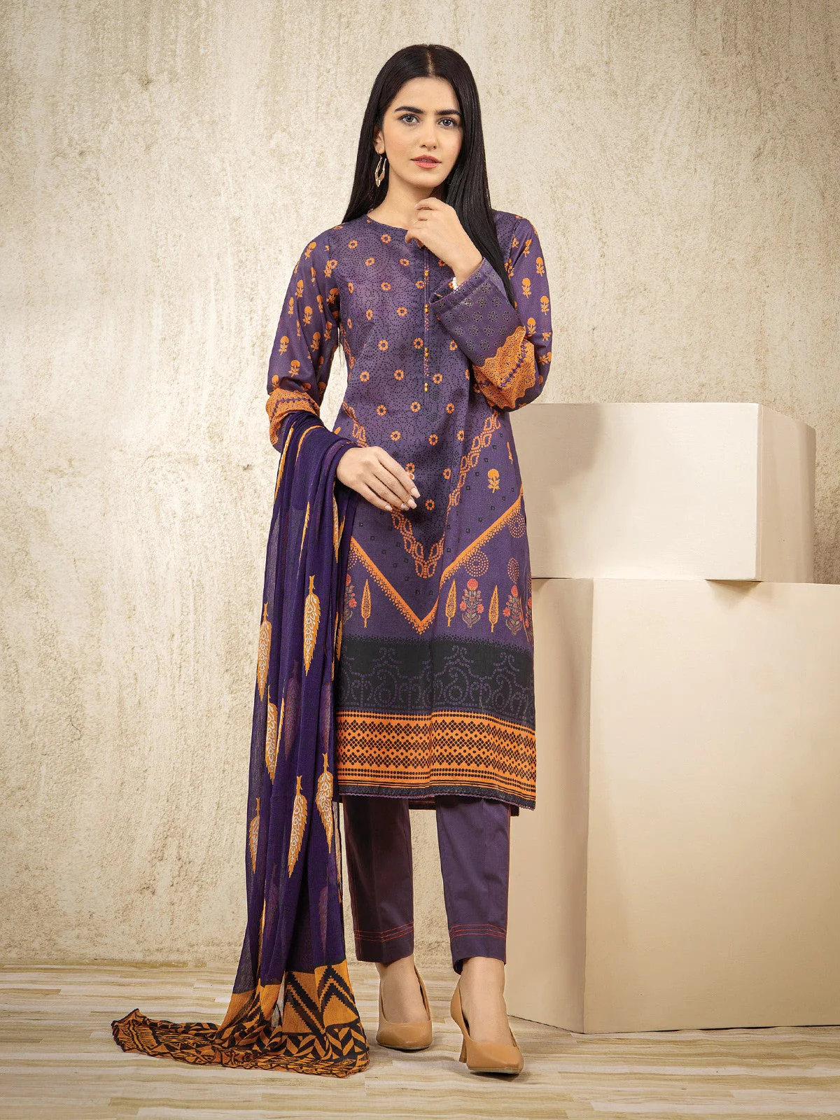 Printed Lawn Shirt Dupatta - EWU22A2-23513SD