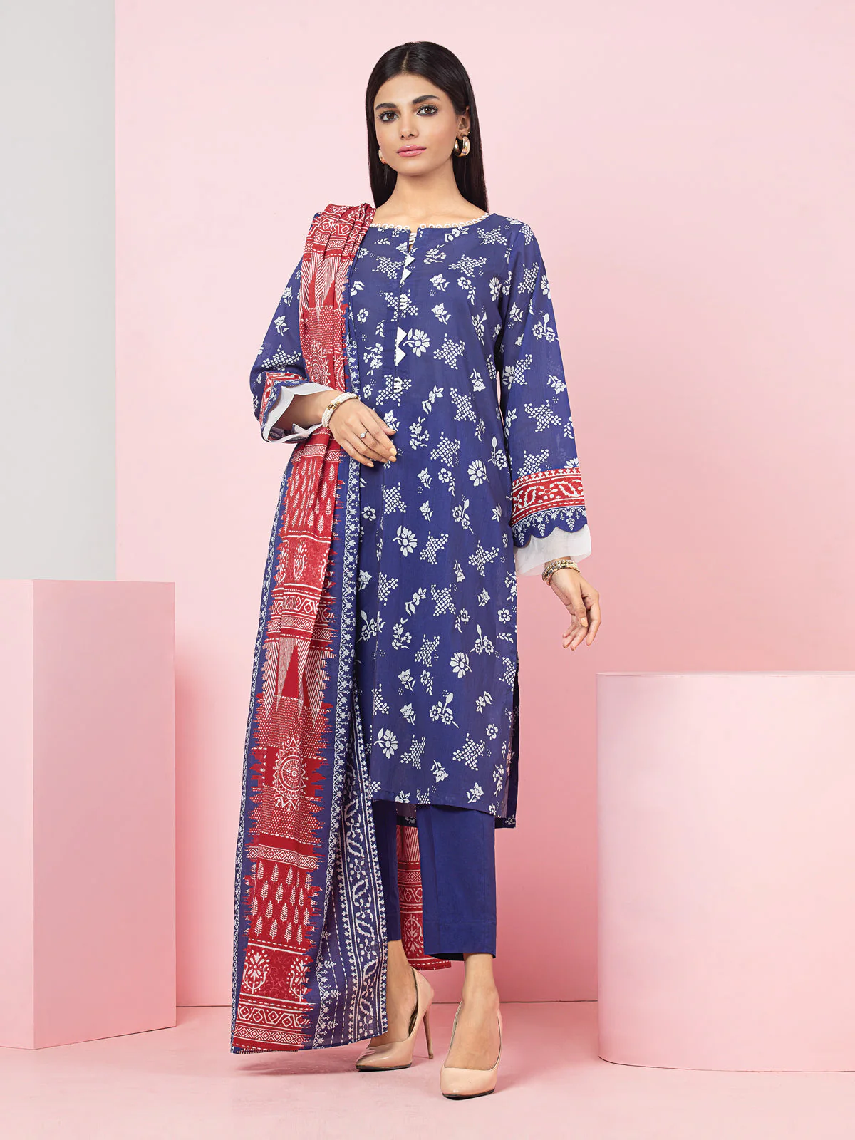 Printed Khaddar Shirt - EWU22A3-24252S