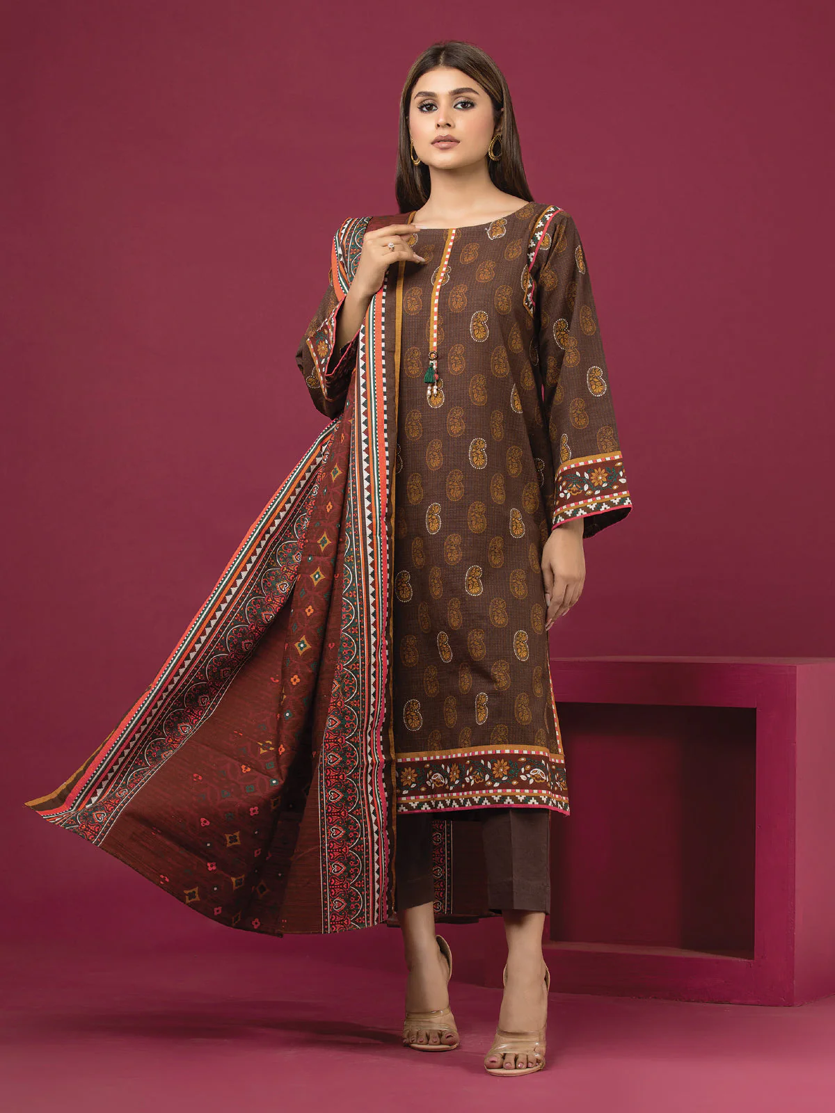 Printed Khaddar Shirt - EWU22A3-24464S