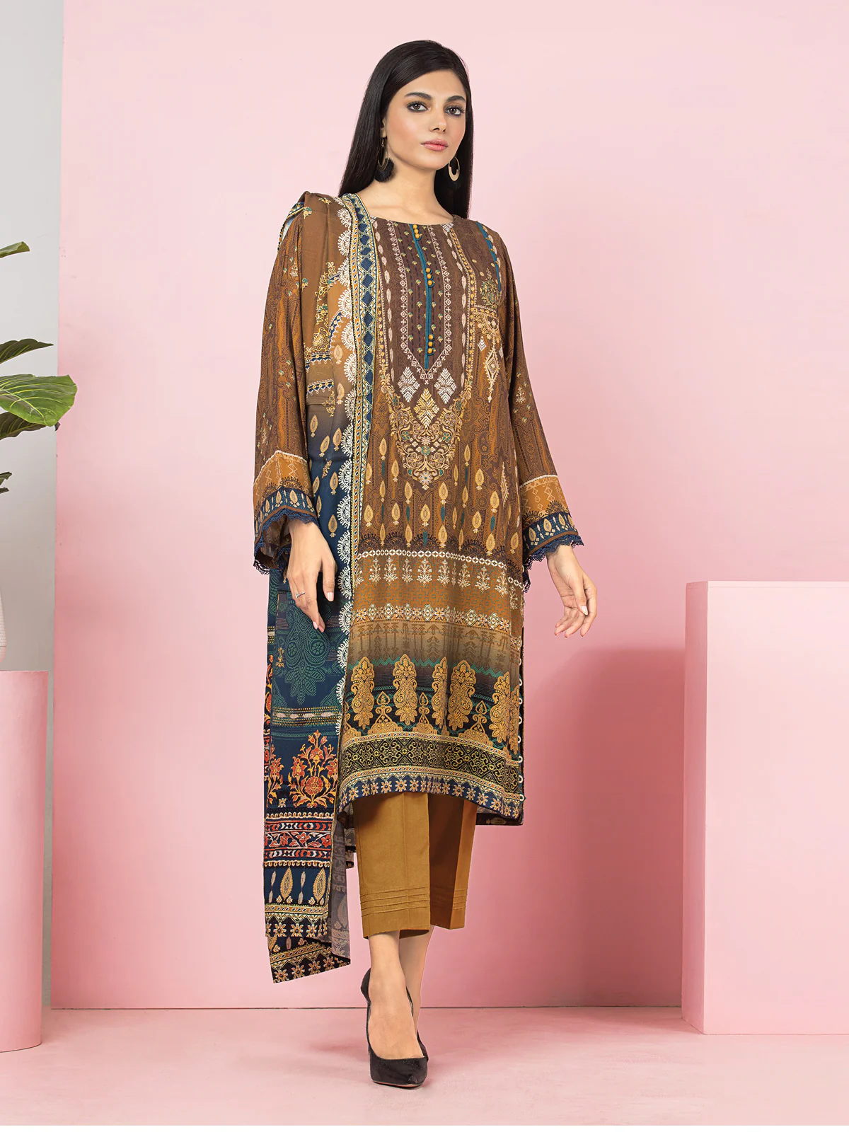 Printed Viscose Shirt Dupatta - EWU22A4-24001SD