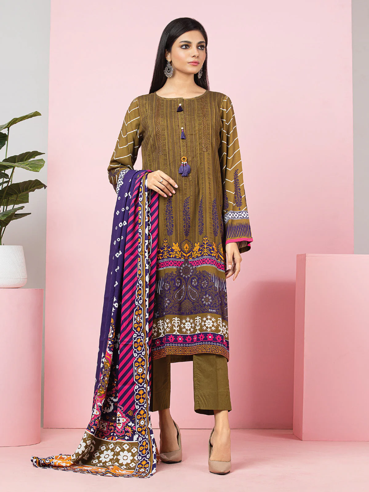 Printed Viscose Suit - EWU22A4-24023XXL