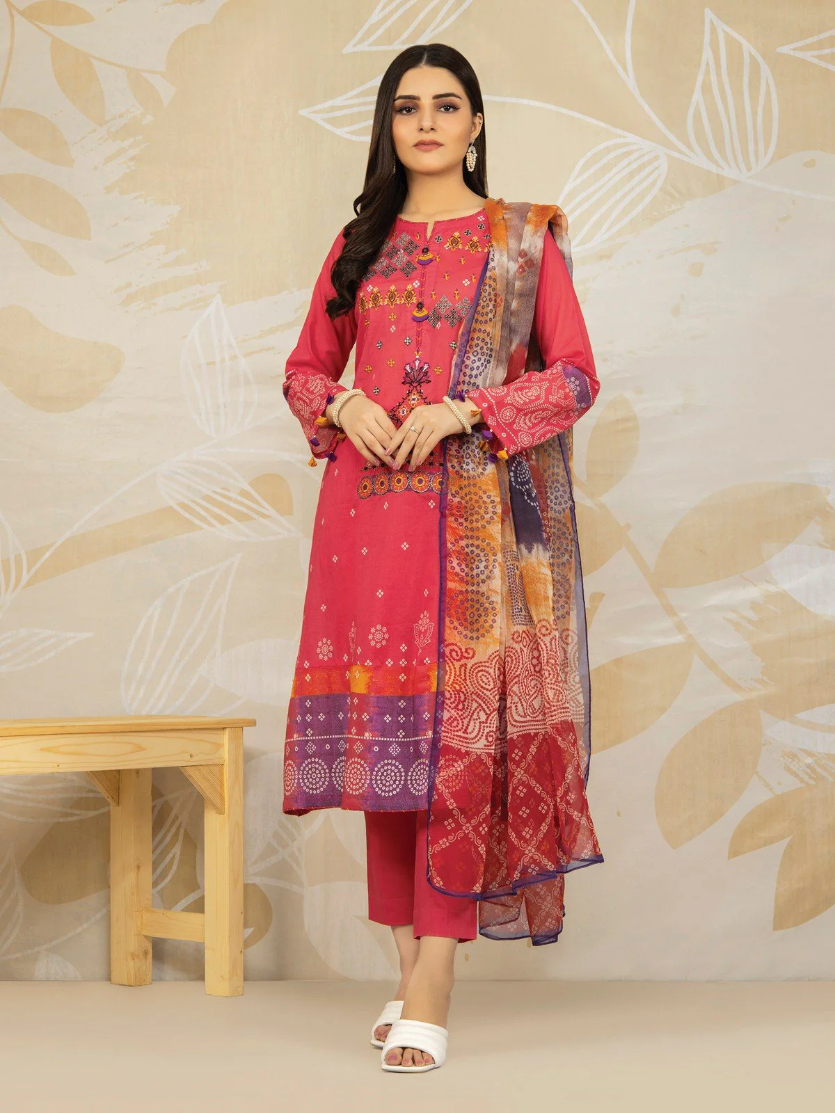 Embroidered Lawn Shirt Dupatta - EWU22V1-23580SD