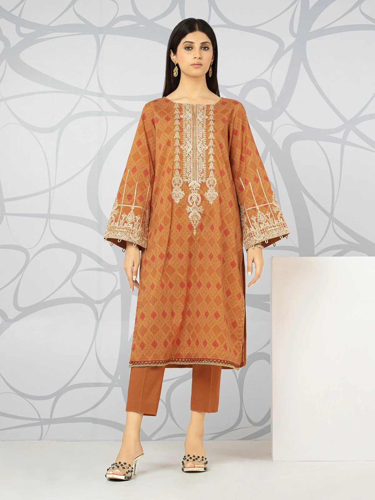 Embroidered Lawn Shirt - EWU22V1-23608