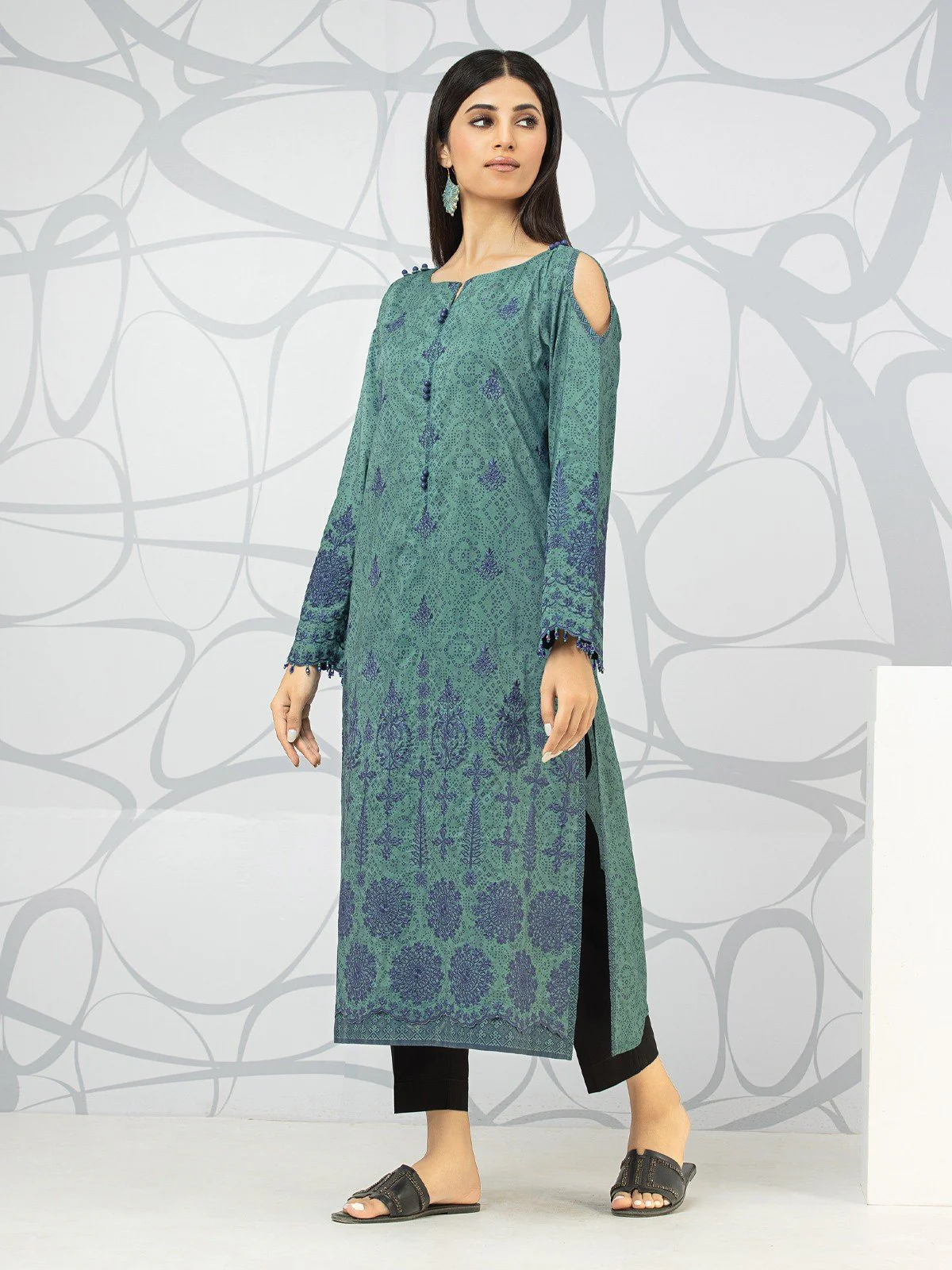 Embroidered Lawn Shirt - EWU22V1-23614