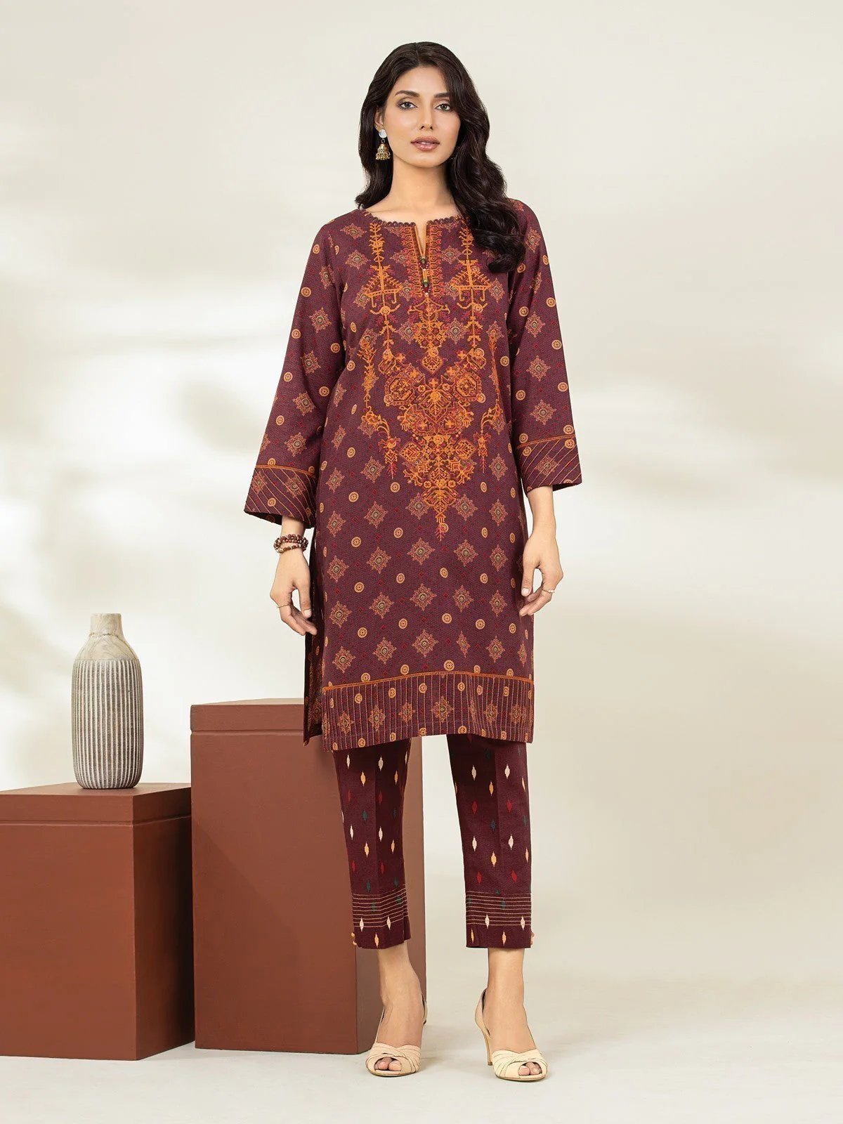 Embroidered Khaddar Shirt - EWU22V11-25030S