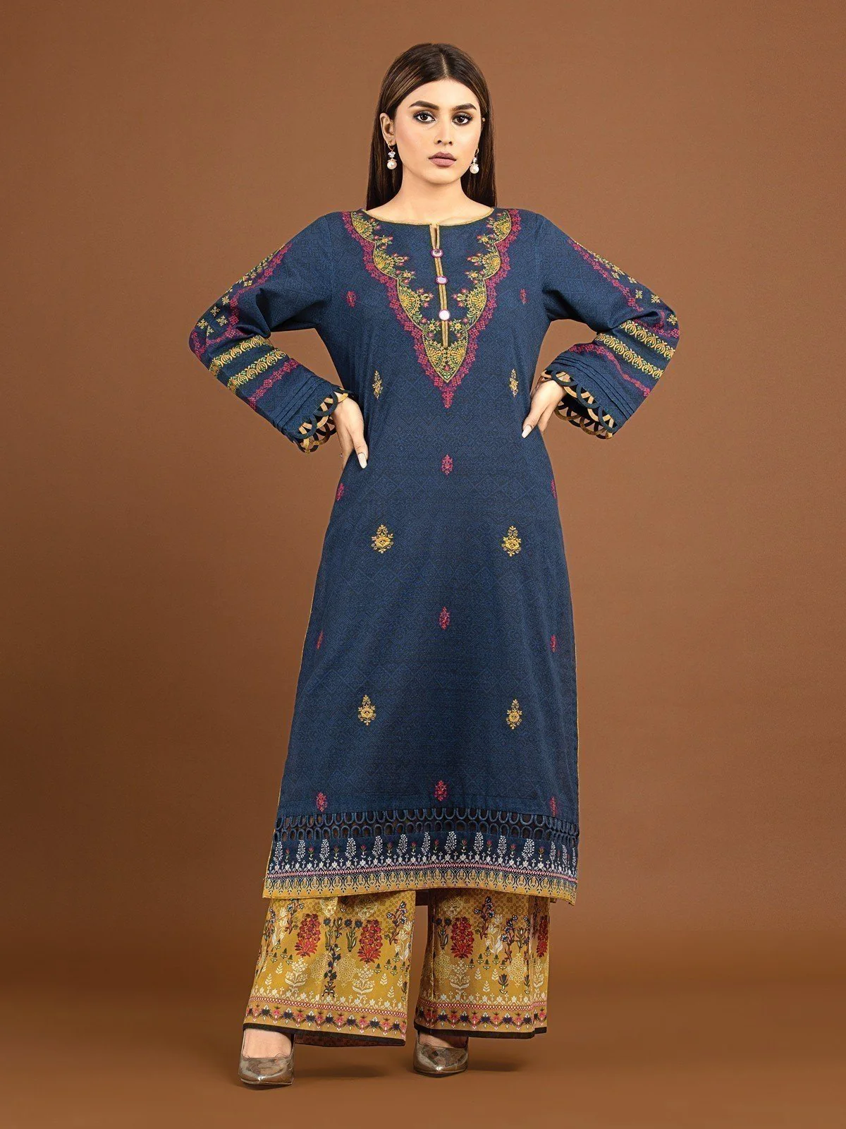 Embroidered Khaddar Shirt Trouser - EWU22V11-25037