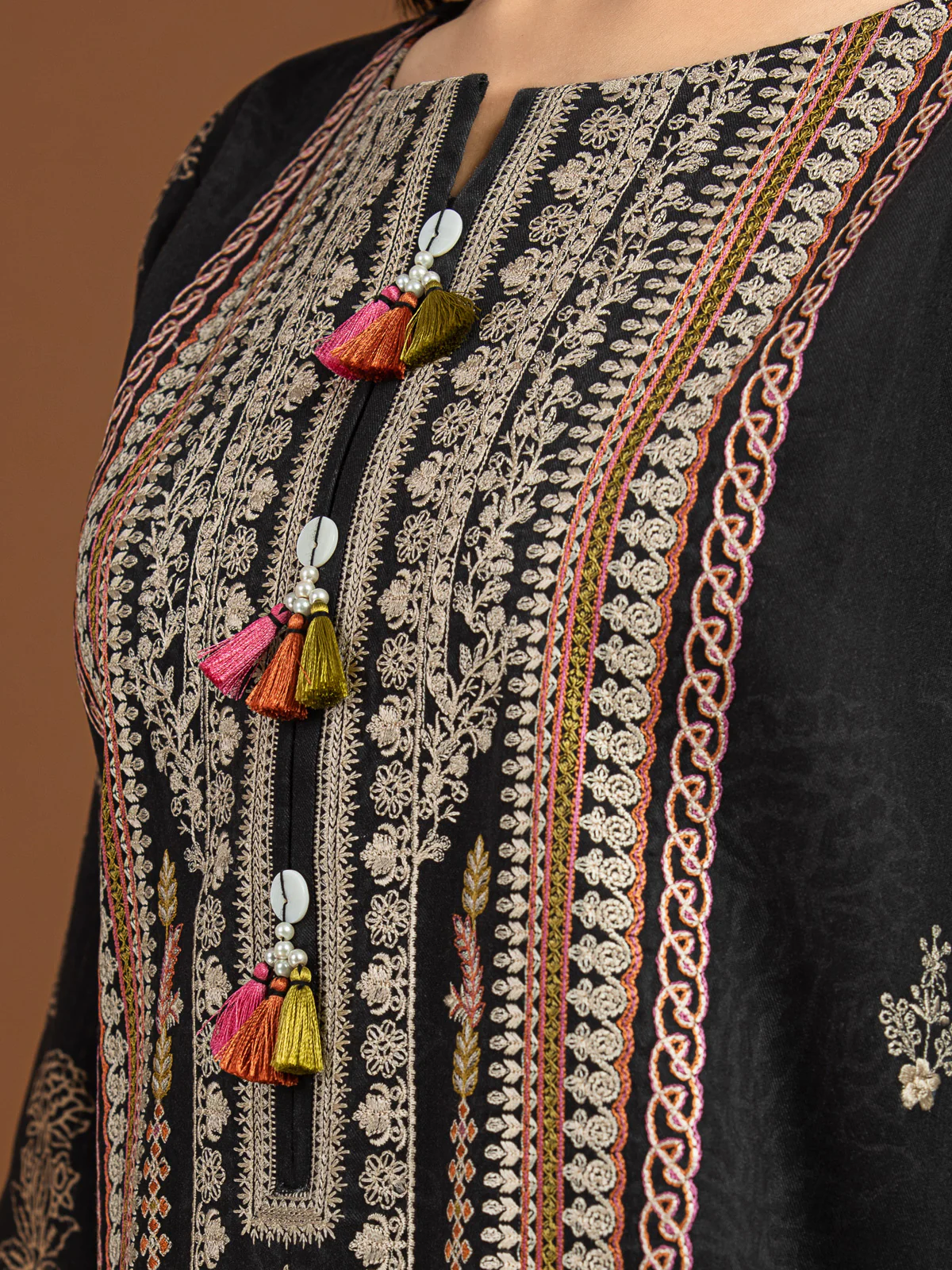 Embroidered Viscose Shirt Trouser - EWU22V13-24035ST - Image 3