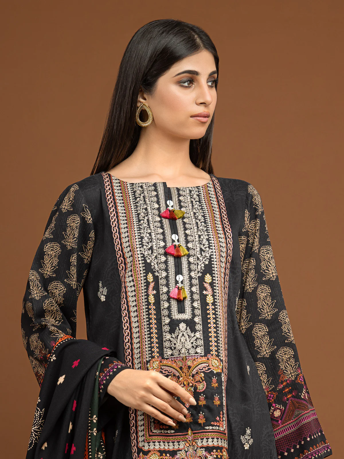 Embroidered Viscose Suit - EWU22V13-24035XXL - Image 2