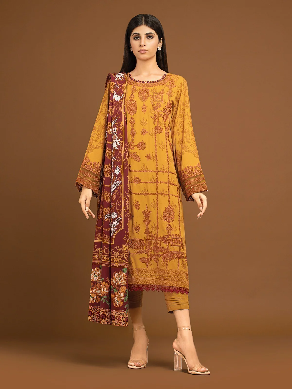 Embroidered Viscose Suit - EWU22V13-24037