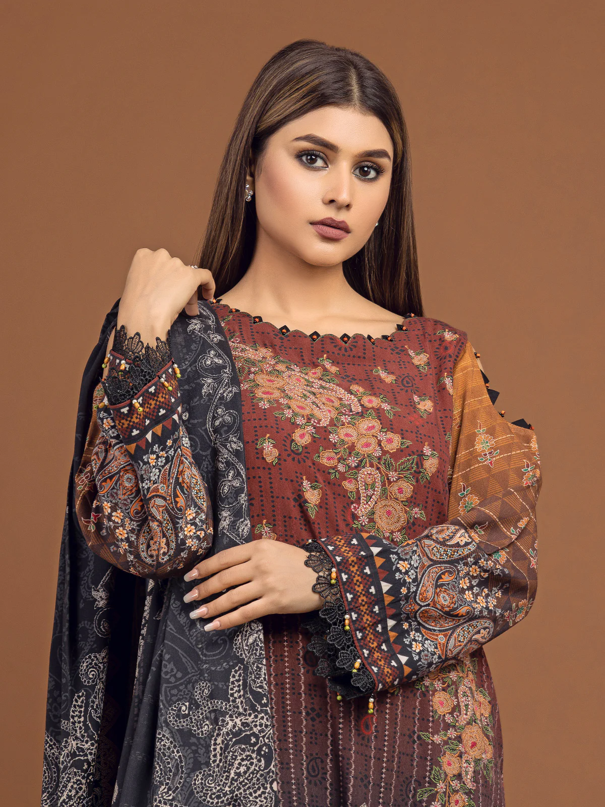 Embroidered Viscose Suit - EWU22V13-24041 - Image 2