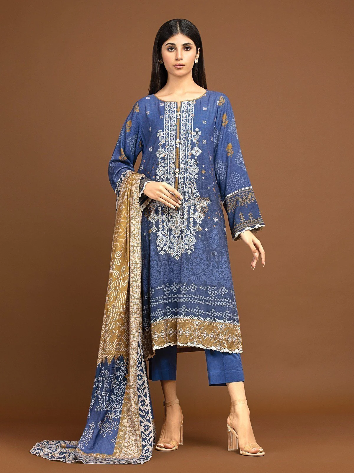 Embroidered Viscose Shirt Dupatta - EWU22V13-24042SD