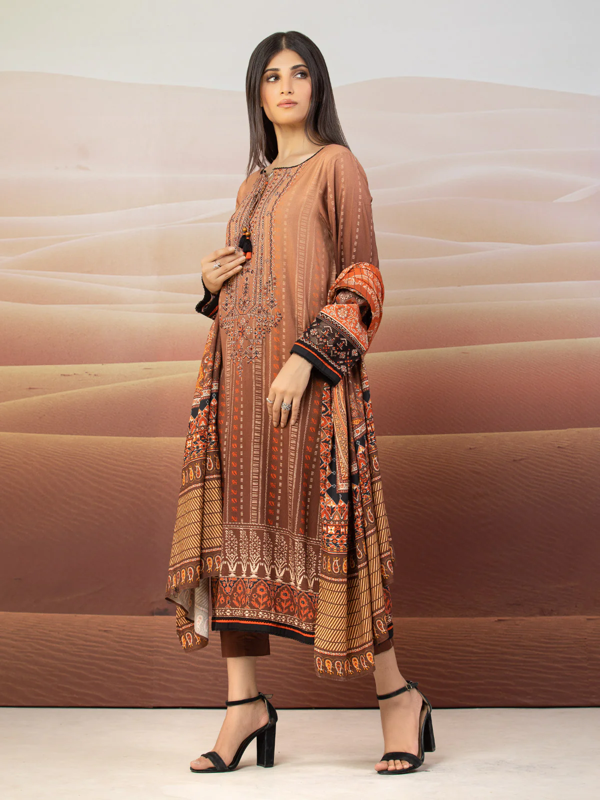 Embroidered Viscose Suit - EWU22V13-24046XXL - Image 5