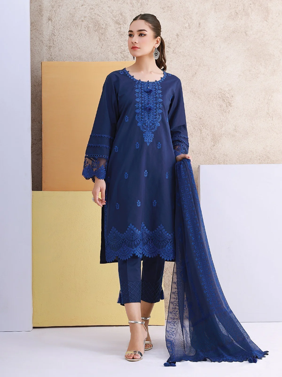 Embroidered Cambric Suit - EWU22V2-21133