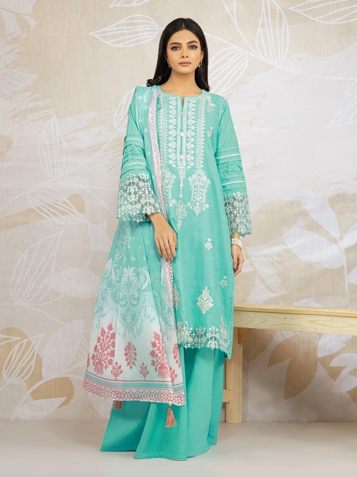 Embroidered Jacquard Shirt Trouser - EWU22V3-23660ST