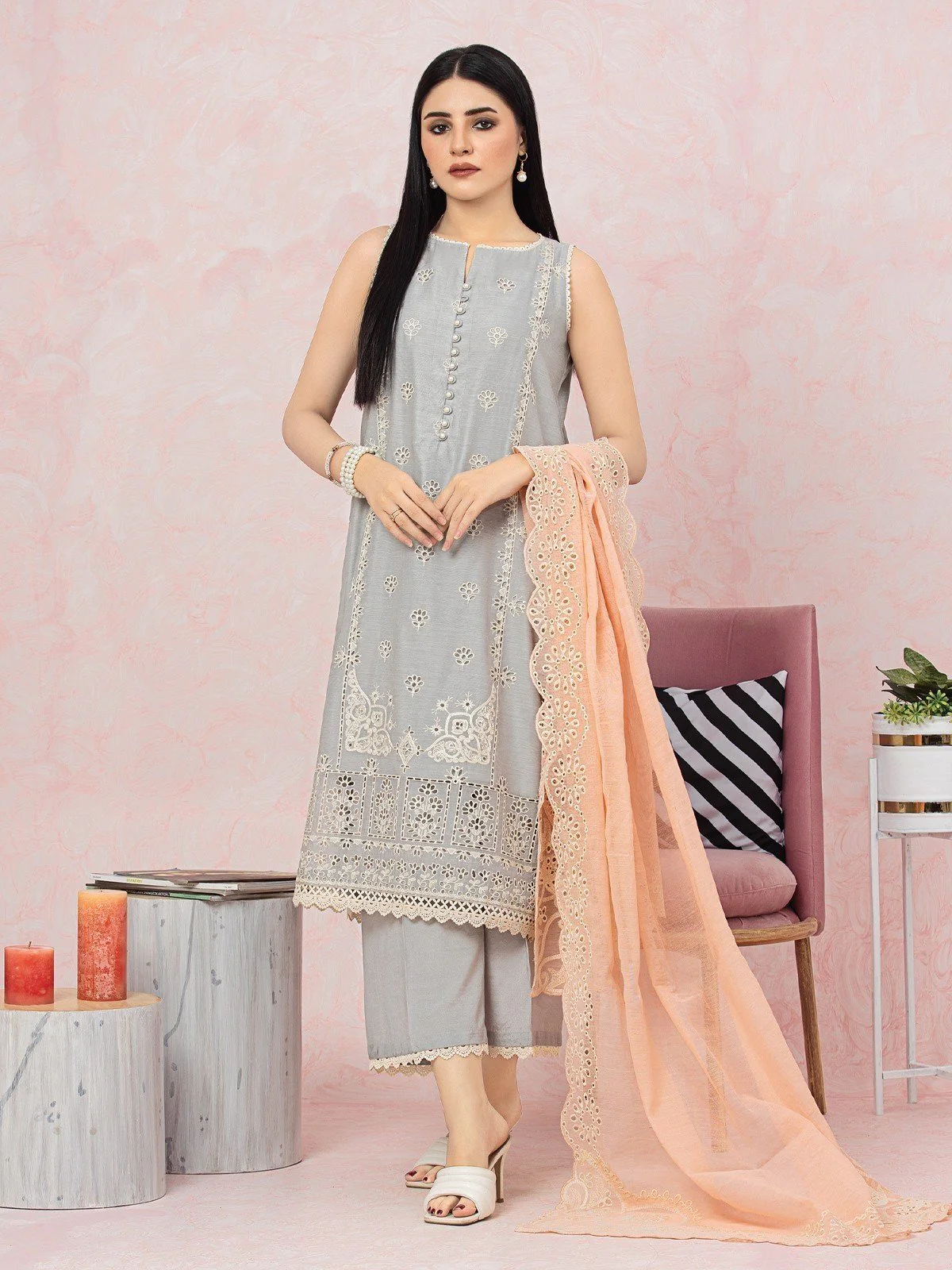 Embroidered Chanderi Suit - EWU22V6-25100