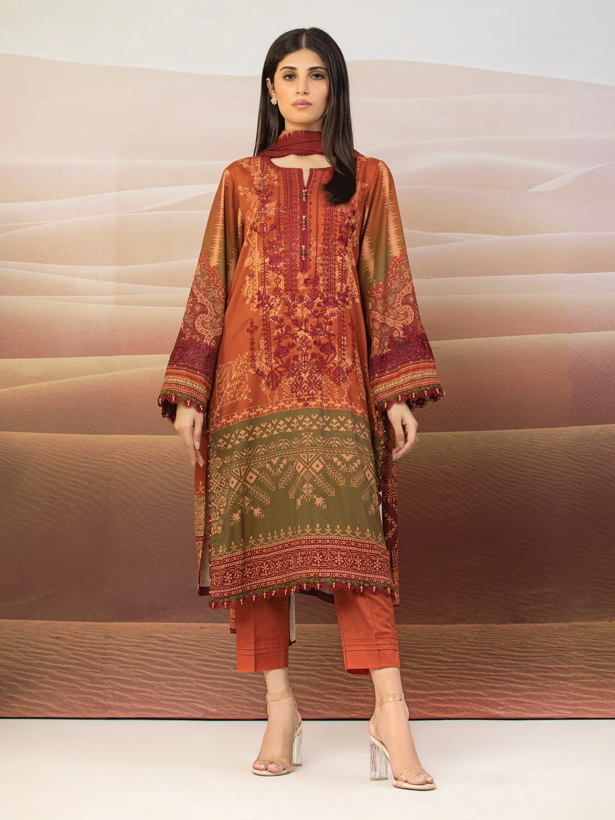 Embroidered Cotail Suit - EWU22V8-25003