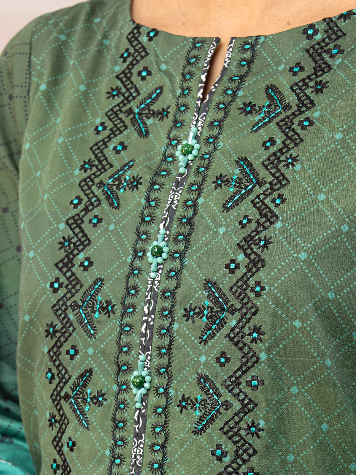 Embroidered Cotton Satin Shirt - EWU22V9-25046 - Image 3