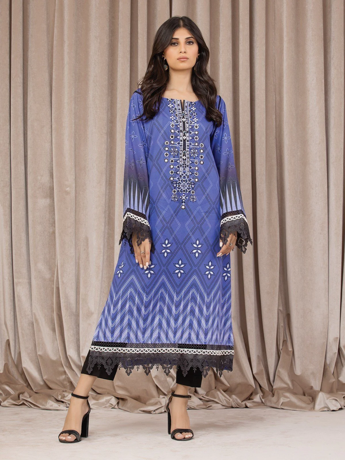 Embroidered Cotton Satin Shirt - EWU22V9-25049