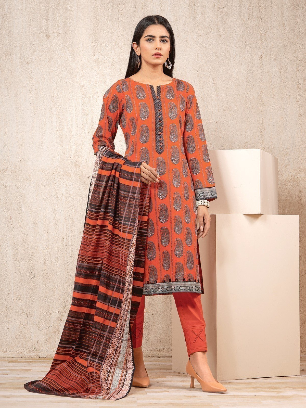 Printed Lawn Suit - EWU23A1-26003