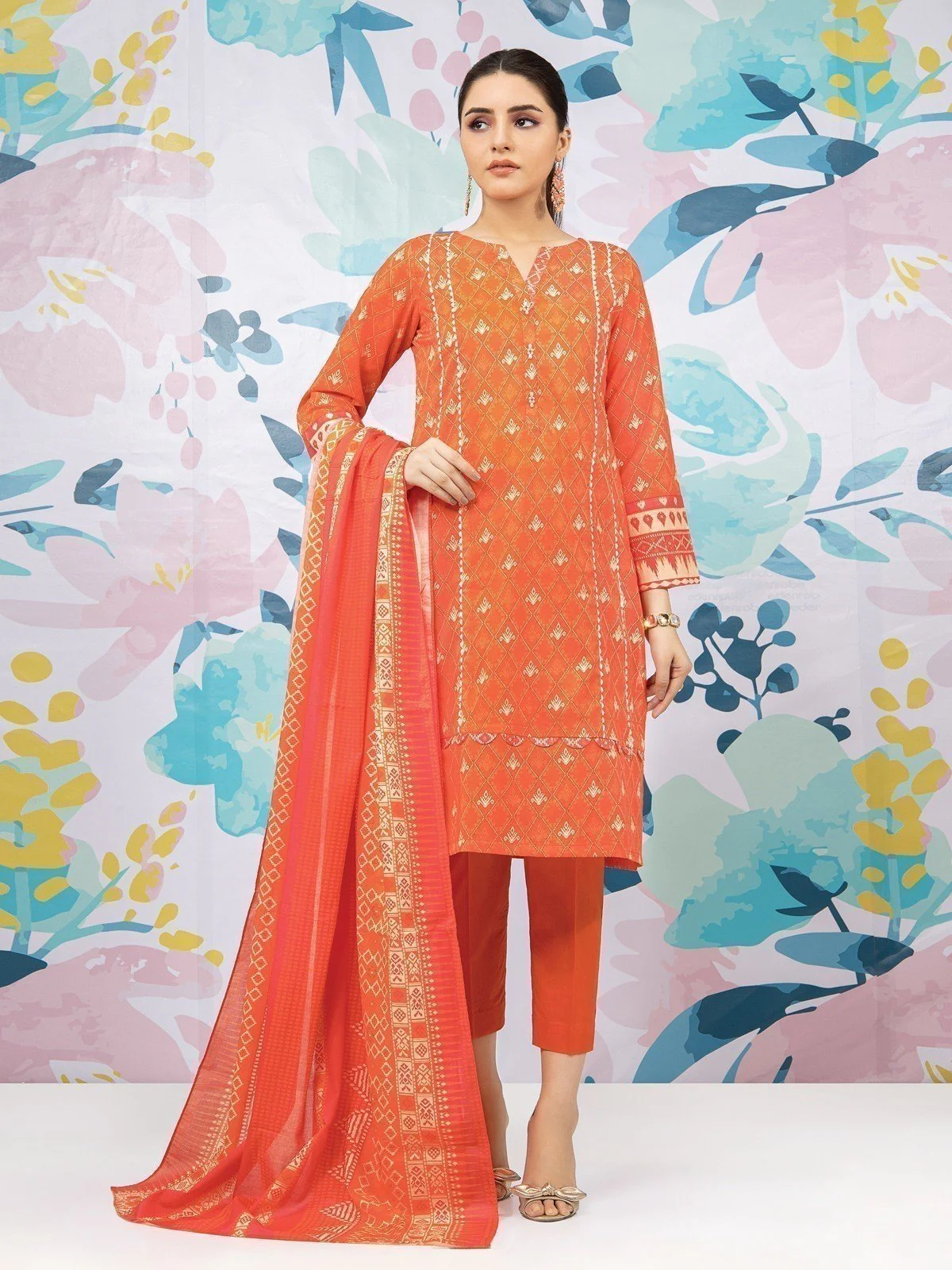 Printed Lawn Suit - EWU23A1-26004