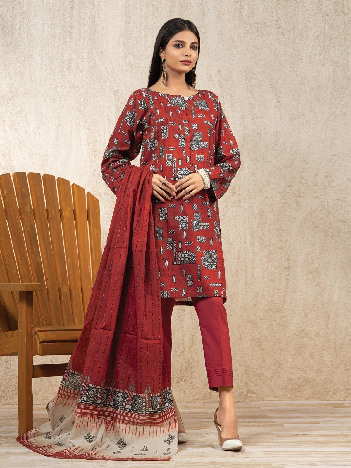 Printed Lawn Suit - EWU23A1-26006