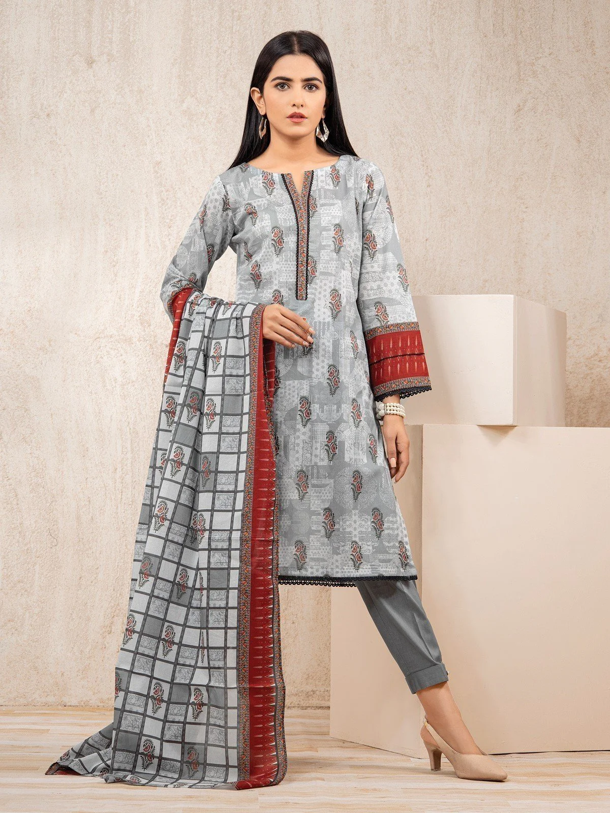 Printed Lawn Suit - EWU23A1-26011