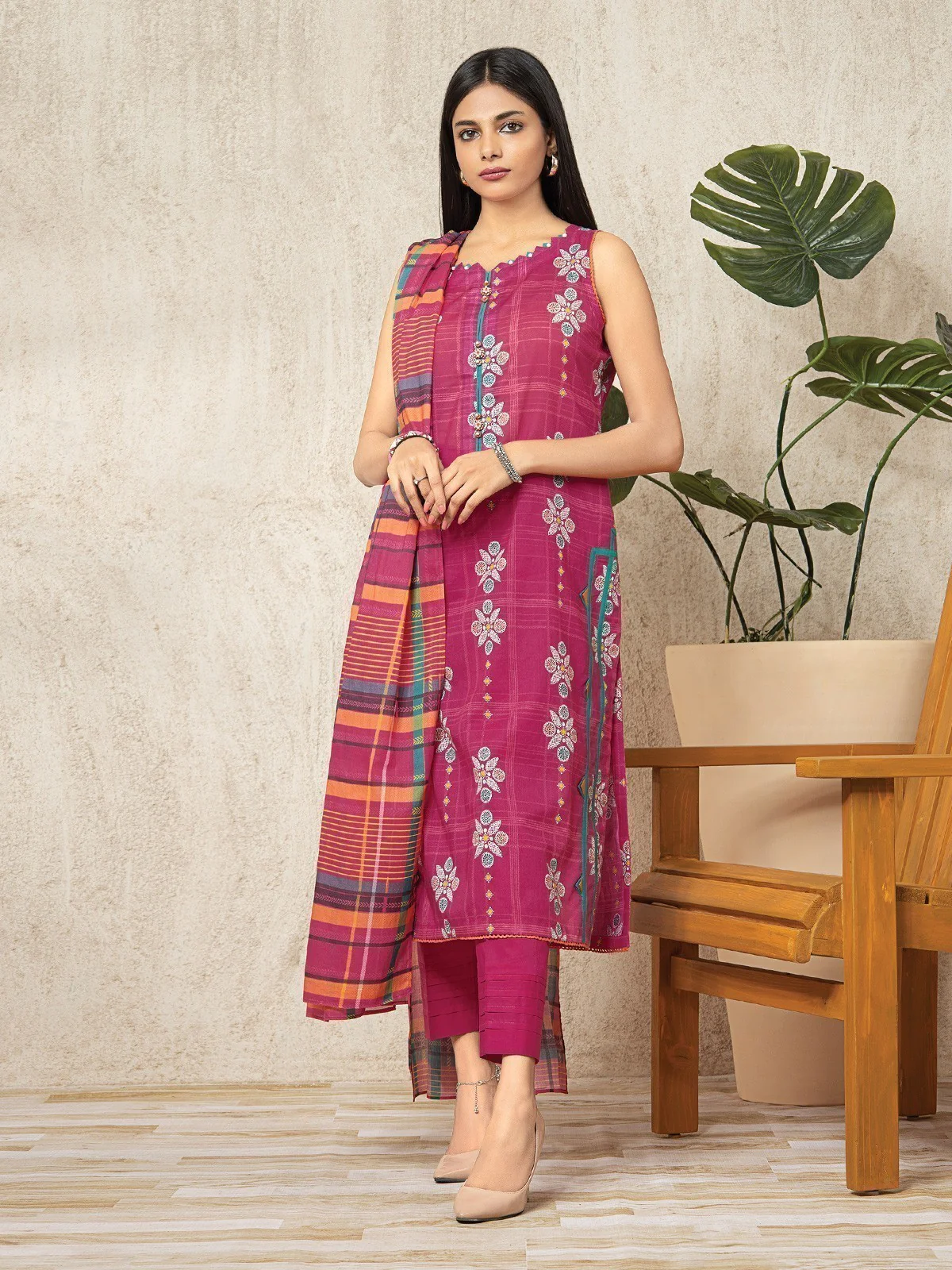 Printed Lawn Suit - EWU23A1-26019